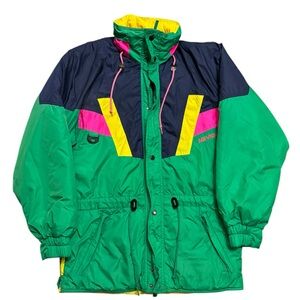Vintage Nevica 80’s Colorblock Neon Ski Jacket Sz 38 Fits Large Mens